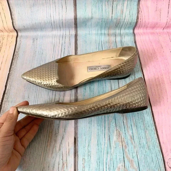 Jimmy Choo silver pointy flats - Picture 5 of 14
